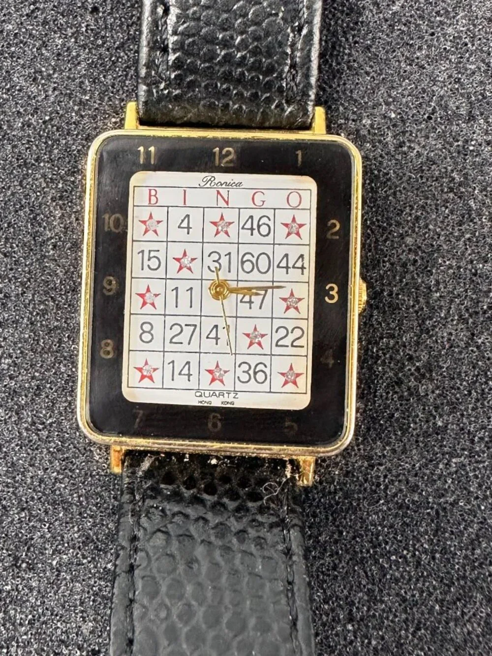 Ronica Bingo Watch Women 25mm White Dial Gold Tone Leather New Battery